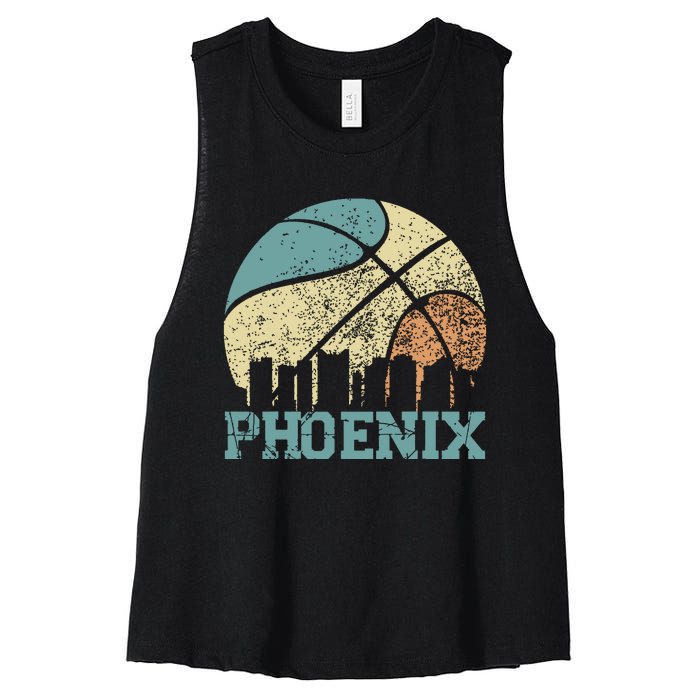 Retro Vintage Sunset Arizona State Phoenix Basketball Women's Racerback Cropped Tank