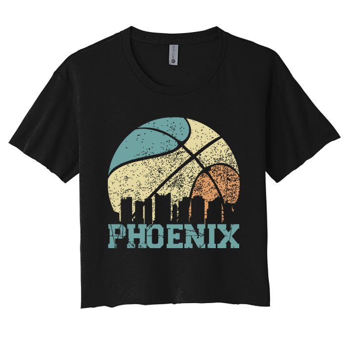 Retro Vintage Sunset Arizona State Phoenix Basketball Women's Crop Top Tee