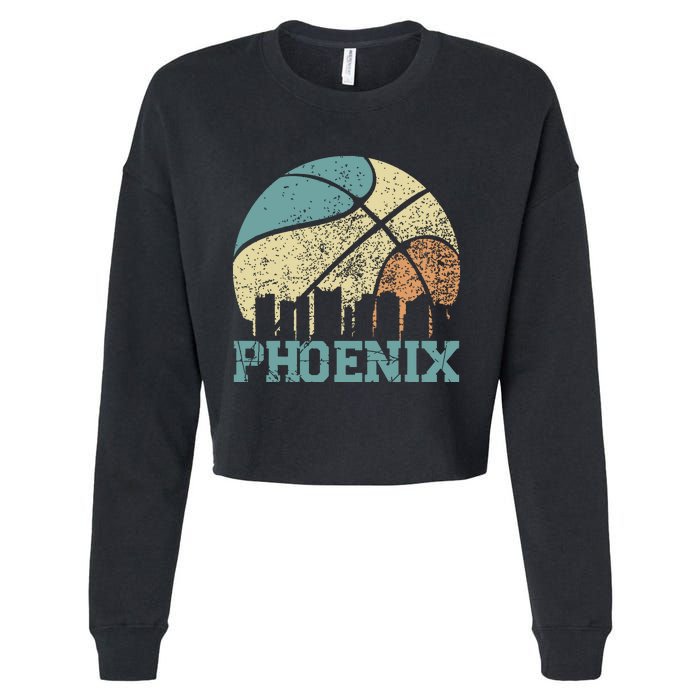 Retro Vintage Sunset Arizona State Phoenix Basketball Cropped Pullover Crew