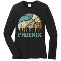 Retro Vintage Sunset Arizona State Phoenix Basketball Ladies Long Sleeve Shirt