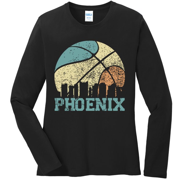 Retro Vintage Sunset Arizona State Phoenix Basketball Ladies Long Sleeve Shirt