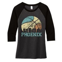 Retro Vintage Sunset Arizona State Phoenix Basketball Women's Tri-Blend 3/4-Sleeve Raglan Shirt