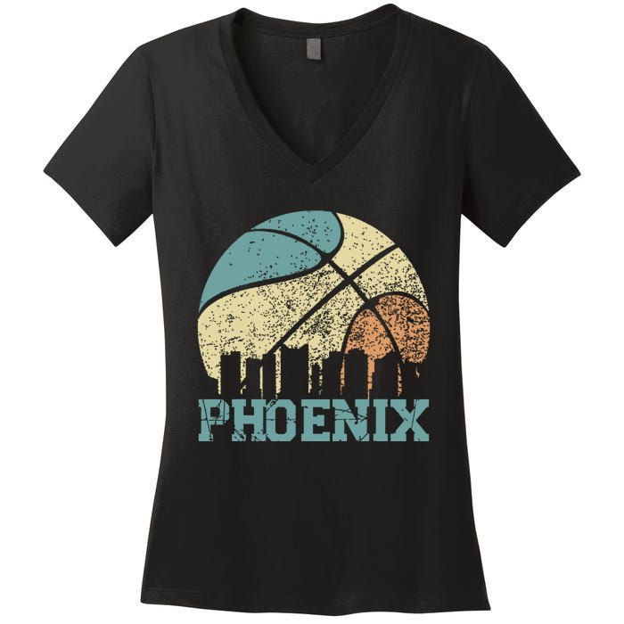 Retro Vintage Sunset Arizona State Phoenix Basketball Women's V-Neck T-Shirt