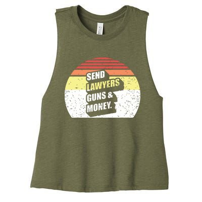 Retro Vintage Send Lawyers Guns And Money Women's Racerback Cropped Tank