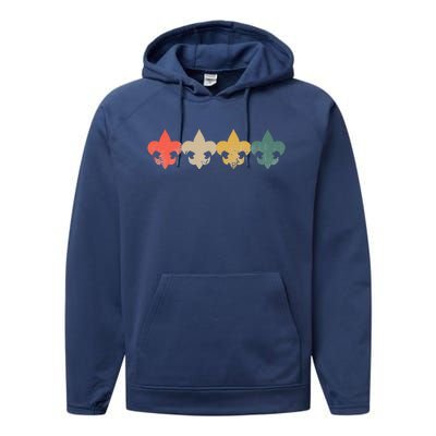 Retro Vintage Scout Scouts Performance Fleece Hoodie