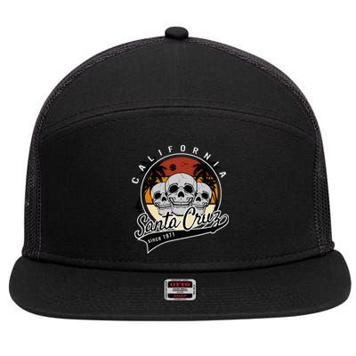 Retro Vintage Santa Cruz California Skull Street Wear 7 Panel Mesh Trucker Snapback Hat