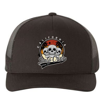 Retro Vintage Santa Cruz California Skull Street Wear Yupoong Adult 5-Panel Trucker Hat