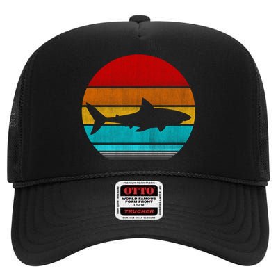 Retro Vintage Shark High Crown Mesh Back Trucker Hat