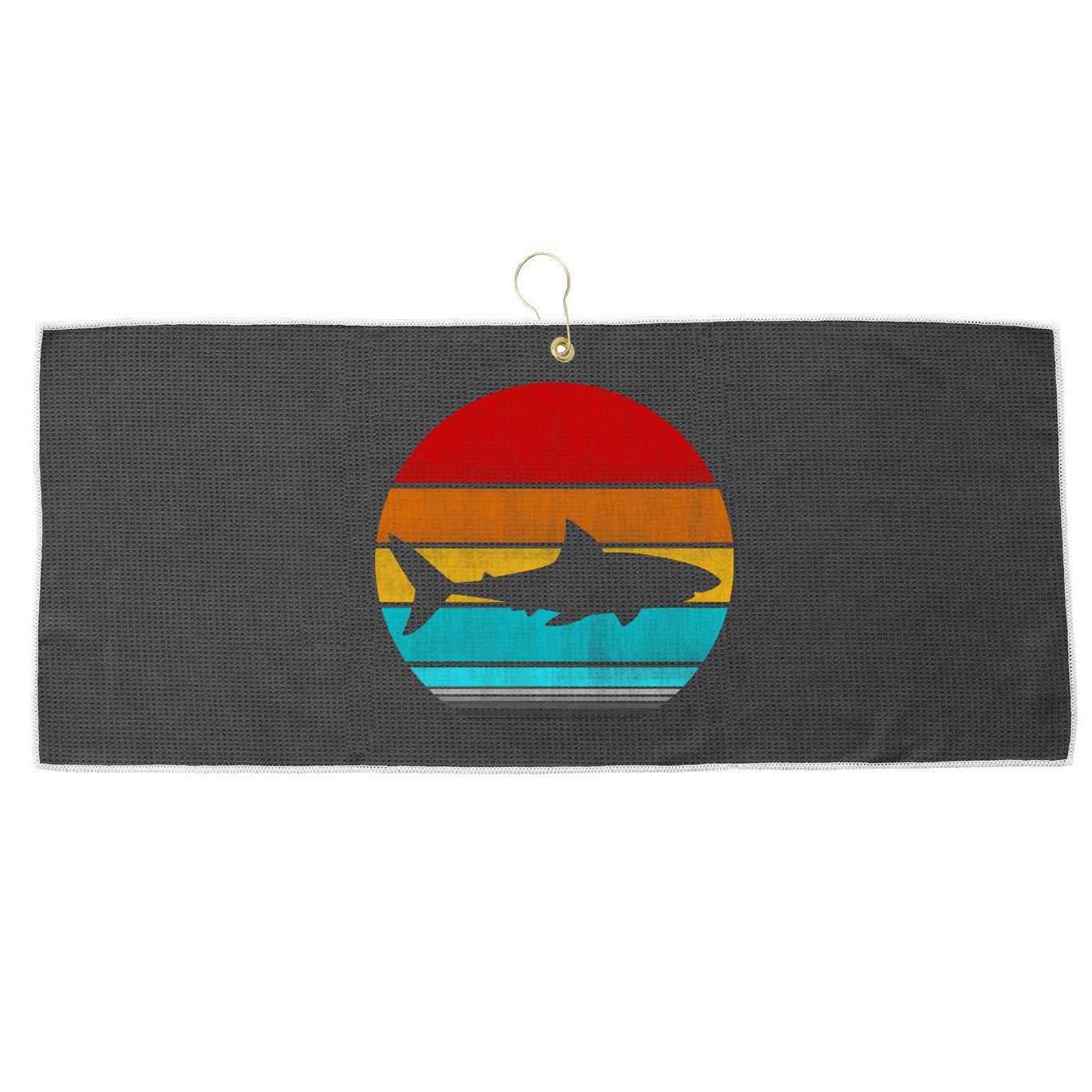 Retro Vintage Shark Large Microfiber Waffle Golf Towel