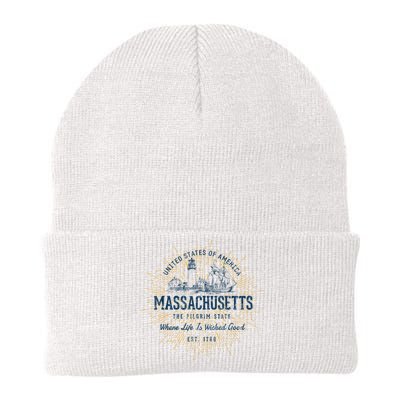 Retro Vintage State Of Massachusetts Knit Cap Winter Beanie