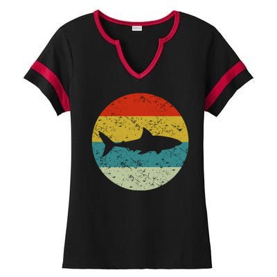 Retro Vintage Shark Ladies Halftime Notch Neck Tee