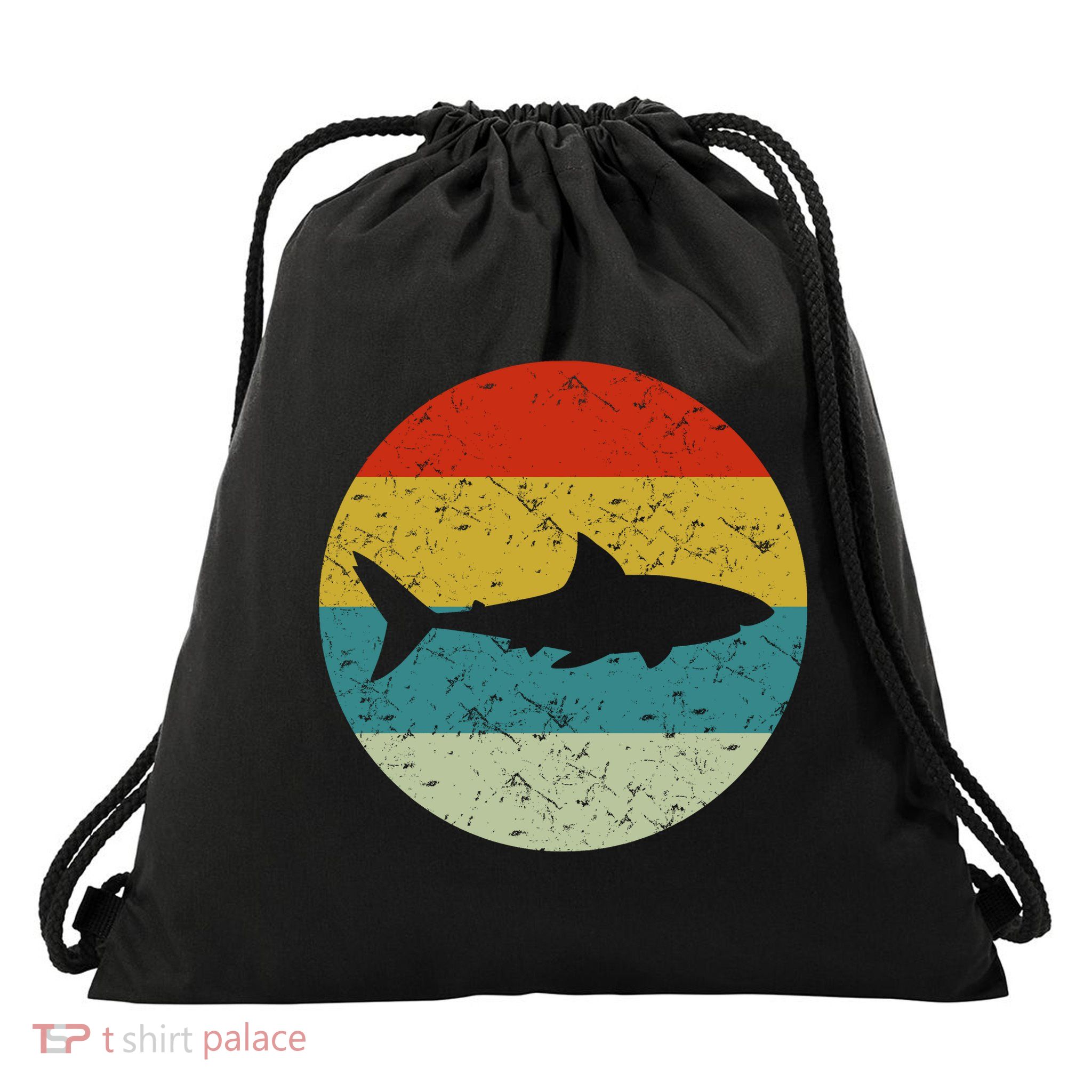 Retro Vintage Shark Drawstring Bag