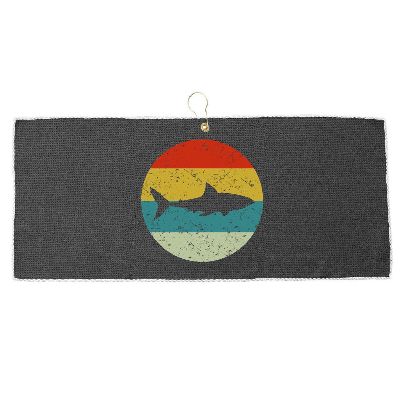 Retro Vintage Shark Large Microfiber Waffle Golf Towel