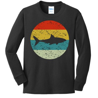 Retro Vintage Shark Kids Long Sleeve Shirt