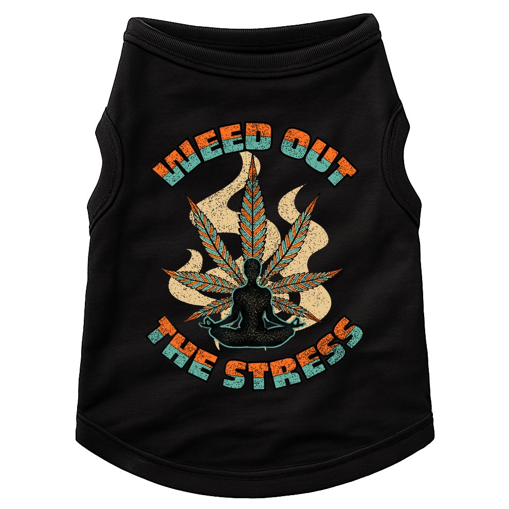 Retro Vintage Style 420 Weed Out The Stress Marijuana Stoner Doggie Tank