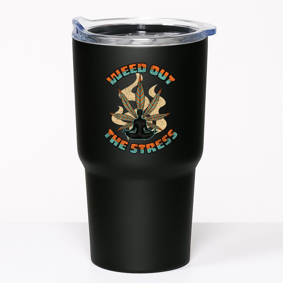 Retro Vintage Style 420 Weed Out The Stress Marijuana Stoner Tumbler