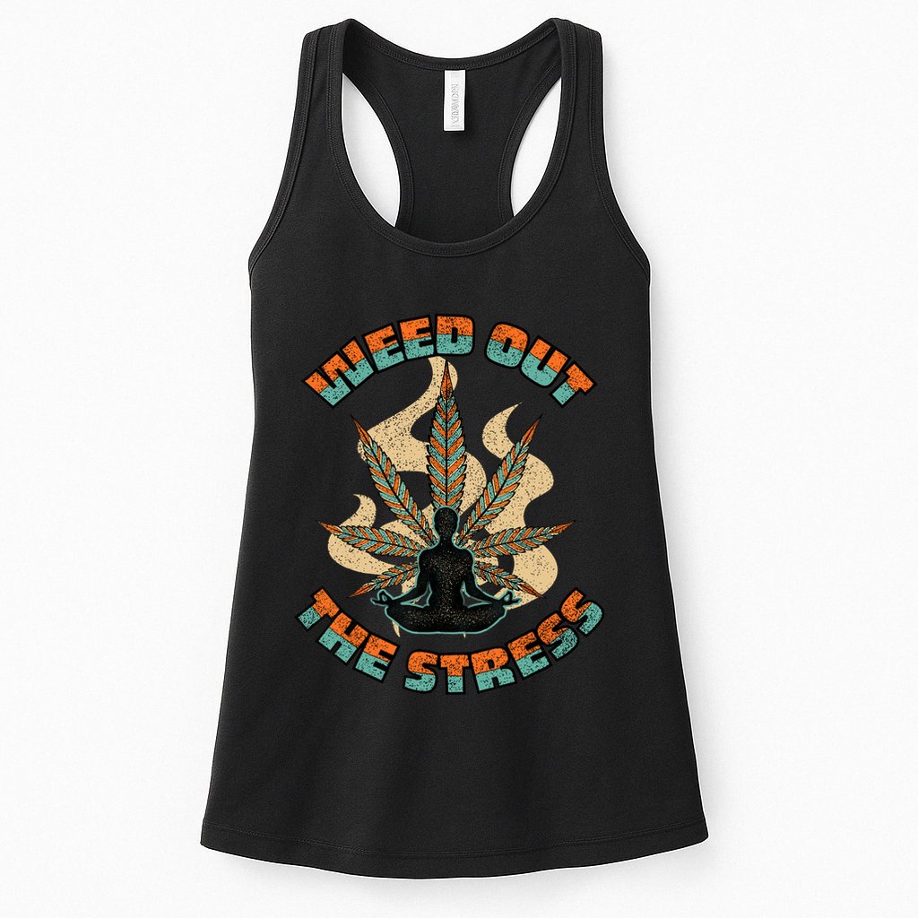 Retro Vintage Style 420 Weed Out The Stress Marijuana Stoner Womens Tank Top
