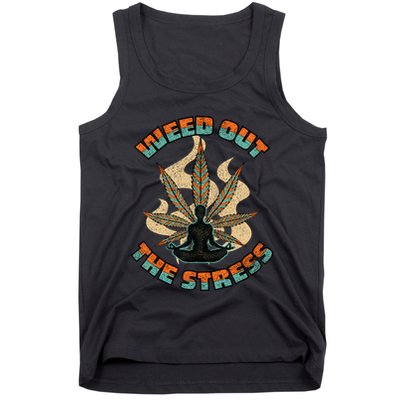 Retro Vintage Style 420 Weed Out The Stress Marijuana Stoner Tank Top