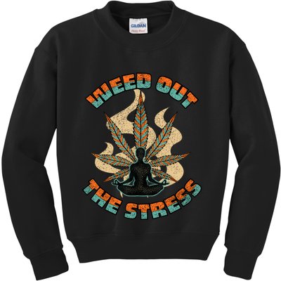 Retro Vintage Style 420 Weed Out The Stress Marijuana Stoner Kids Sweatshirt