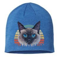 Retro Vintage Siamese Cat Lover 70s Design Cool Gift Sustainable Beanie