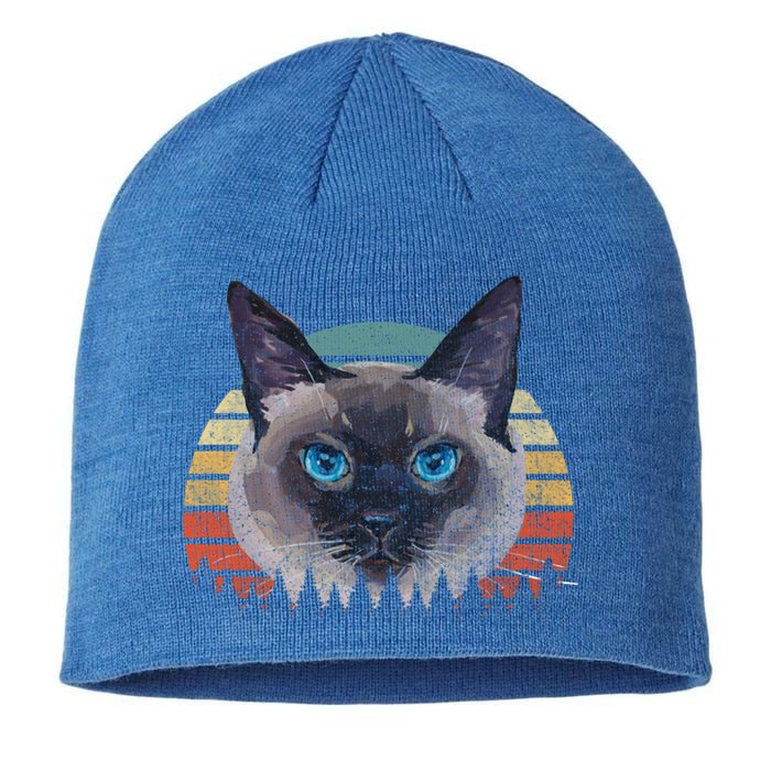 Retro Vintage Siamese Cat Lover 70s Design Cool Gift Sustainable Beanie