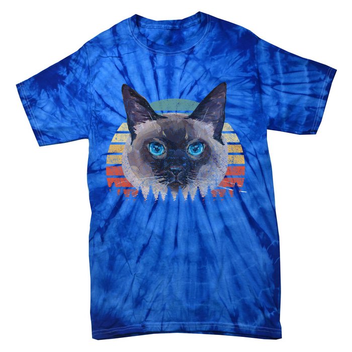 Retro Vintage Siamese Cat Lover 70s Design Cool Gift Tie-Dye T-Shirt