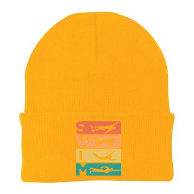 Retro Vintage Swimming Gift For Swimmers Cool Gift Knit Cap Winter Beanie