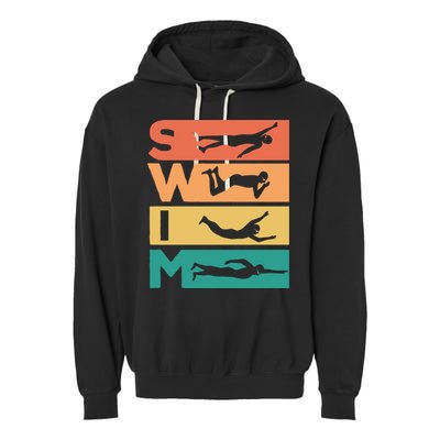 Retro Vintage Swimming Gift For Swimmers Cool Gift Garment-Dyed Fleece Hoodie