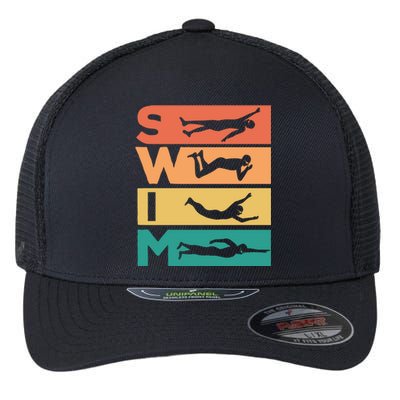 Retro Vintage Swimming Gift For Swimmers Cool Gift Flexfit Unipanel Trucker Cap