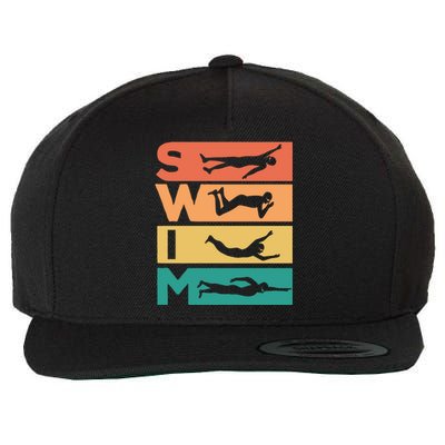 Retro Vintage Swimming Gift For Swimmers Cool Gift Wool Snapback Cap