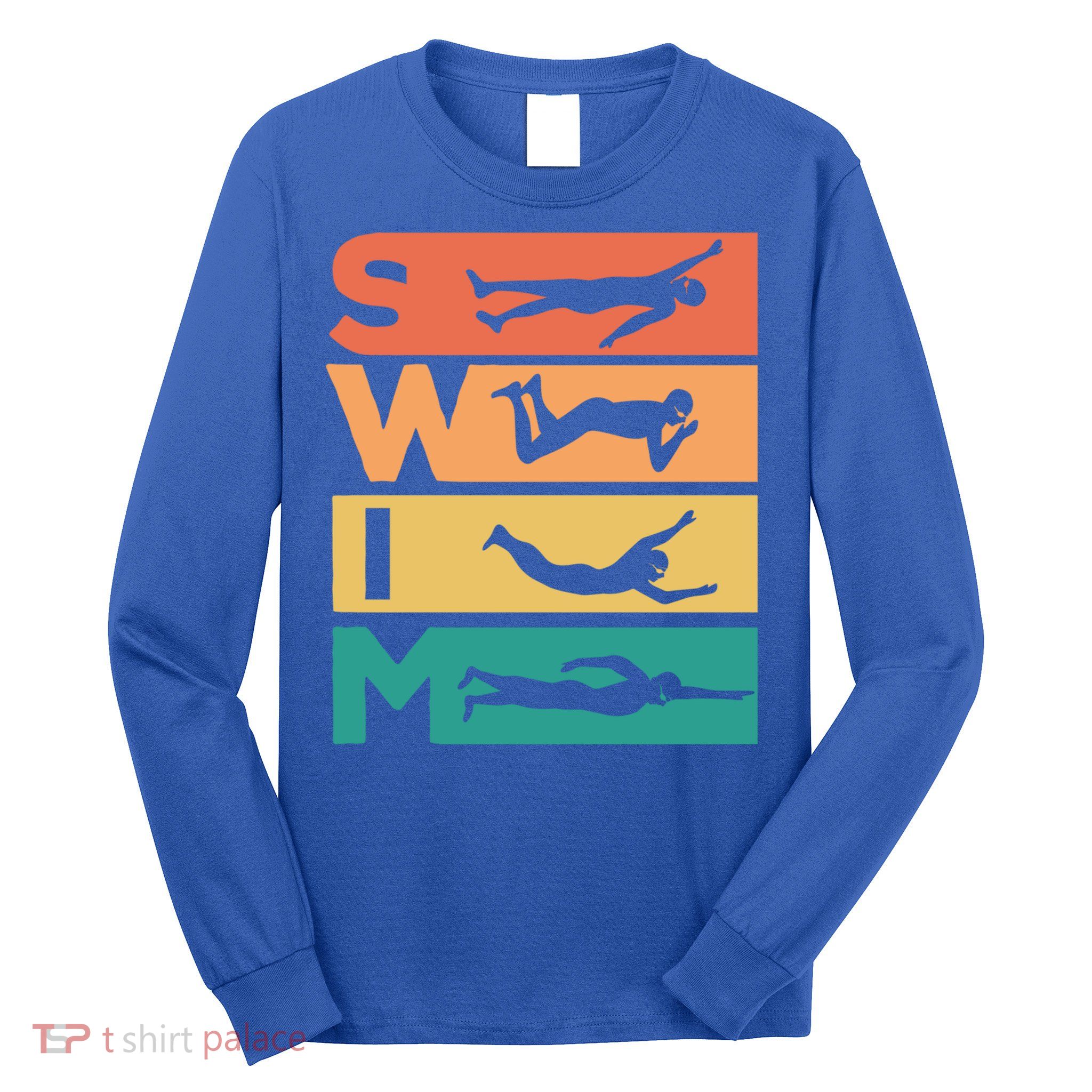 Retro Vintage Swimming Gift For Swimmers Cool Gift Long Sleeve Shirt