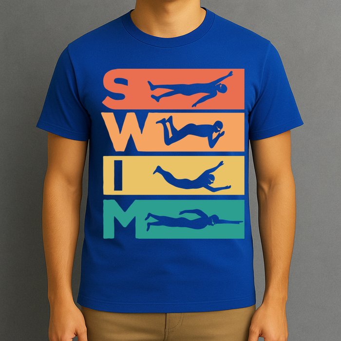 Retro Vintage Swimming Gift For Swimmers Cool Gift T-Shirt