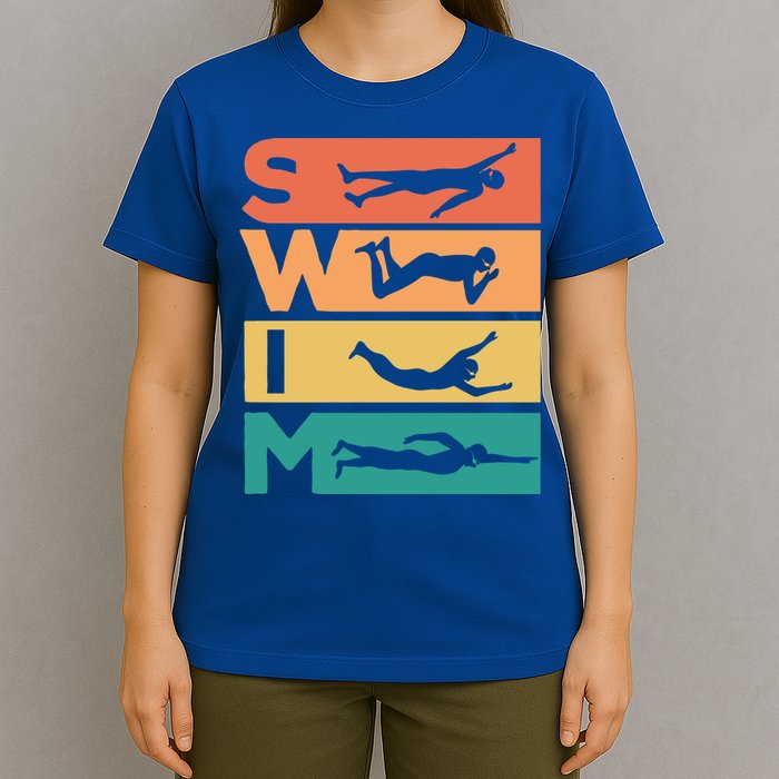 Retro Vintage Swimming Gift For Swimmers Cool Gift T-Shirt