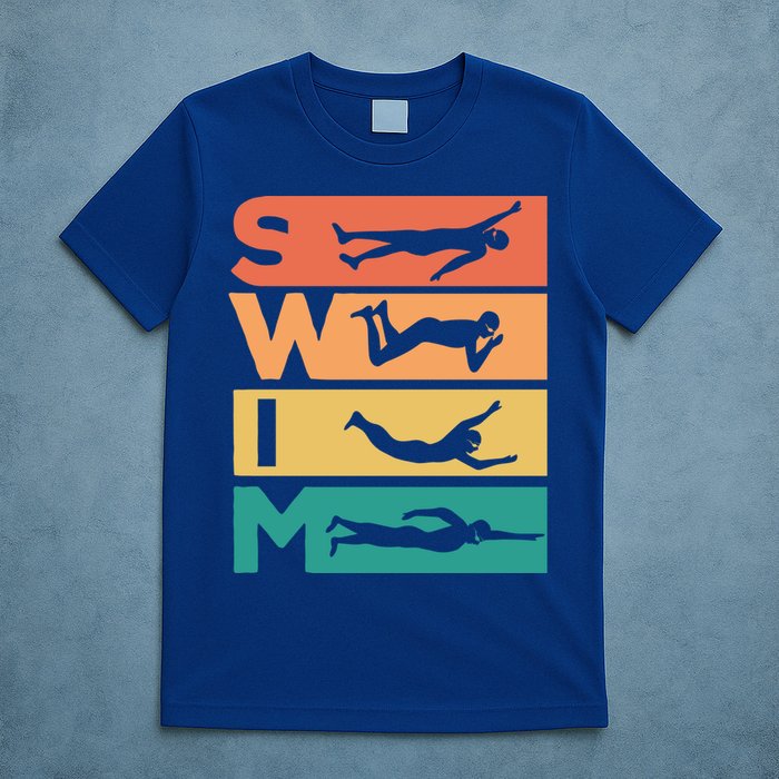 Retro Vintage Swimming Gift For Swimmers Cool Gift T-Shirt