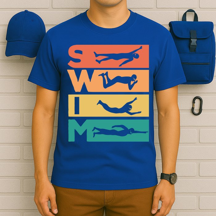 Retro Vintage Swimming Gift For Swimmers Cool Gift T-Shirt