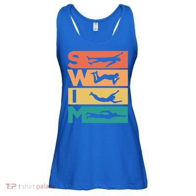 Retro Vintage Swimming Gift For Swimmers Cool Gift Ladies Essential Flowy Tank