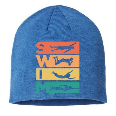 Retro Vintage Swimming Gift For Swimmers Cool Gift Sustainable Beanie