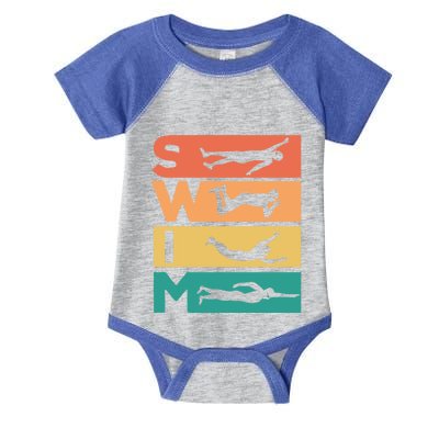 Retro Vintage Swimming Gift For Swimmers Cool Gift Infant Baby Jersey Bodysuit