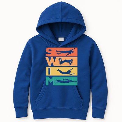 Retro Vintage Swimming Gift For Swimmers Cool Gift Kids Hoodie