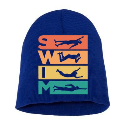 Retro Vintage Swimming Gift For Swimmers Cool Gift Short Acrylic Beanie