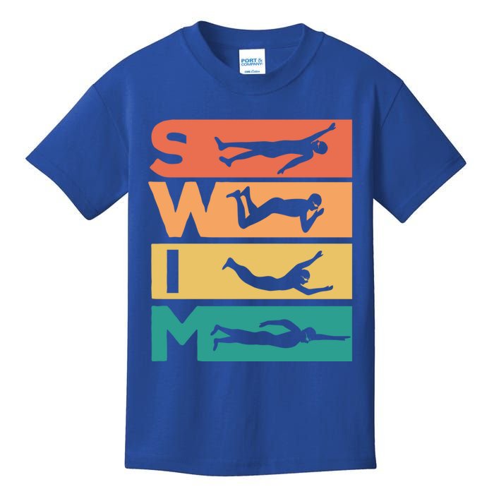 Retro Vintage Swimming Gift For Swimmers Cool Gift Kids T-Shirt