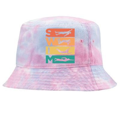 Retro Vintage Swimming Gift For Swimmers Cool Gift Tie-Dyed Bucket Hat