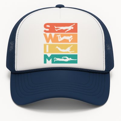 Retro Vintage Swimming Gift For Swimmers Cool Gift Trucker Hat