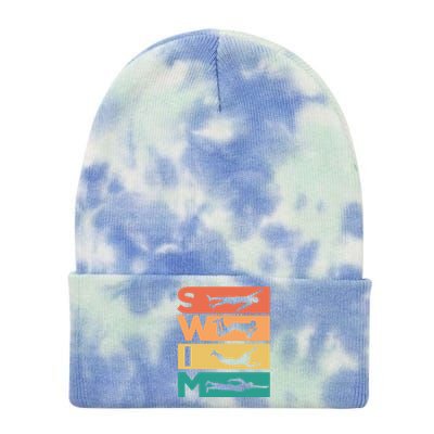 Retro Vintage Swimming Gift For Swimmers Cool Gift Tie Dye 12in Knit Beanie