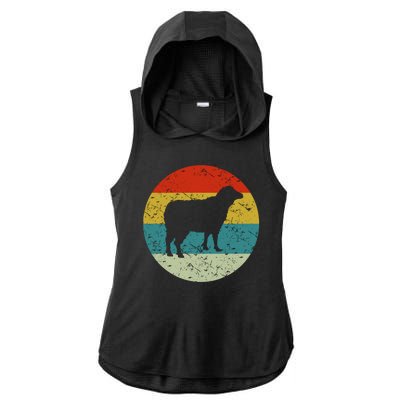 Retro Vintage Sheep Ladies PosiCharge Tri-Blend Wicking Draft Hoodie Tank