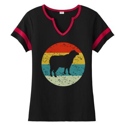 Retro Vintage Sheep Ladies Halftime Notch Neck Tee