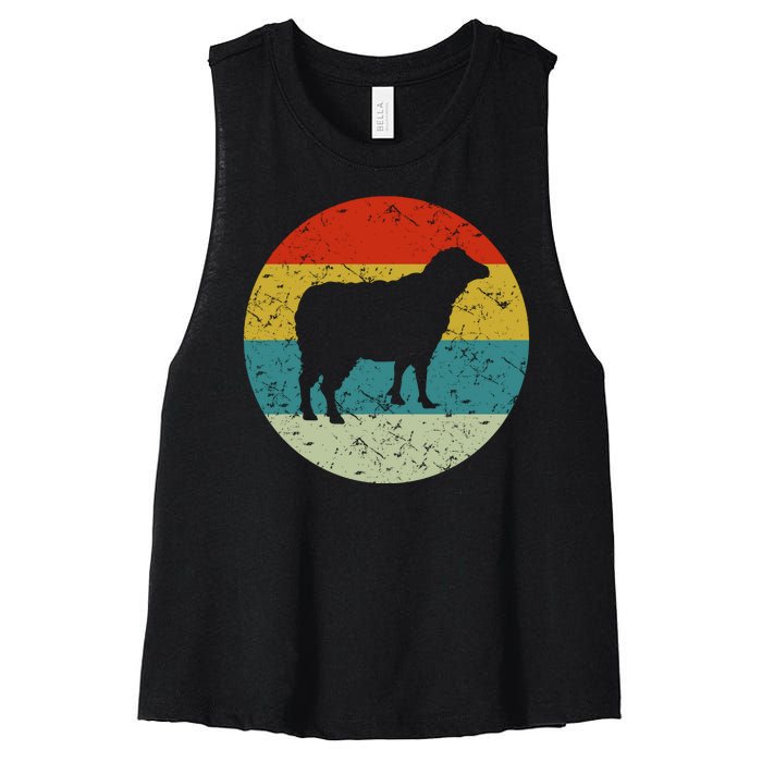 Retro Vintage Sheep Women's Racerback Cropped Tank