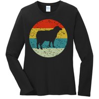 Retro Vintage Sheep Ladies Long Sleeve Shirt