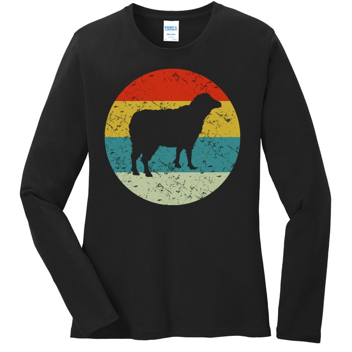 Retro Vintage Sheep Ladies Long Sleeve Shirt