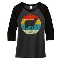 Retro Vintage Sheep Women's Tri-Blend 3/4-Sleeve Raglan Shirt